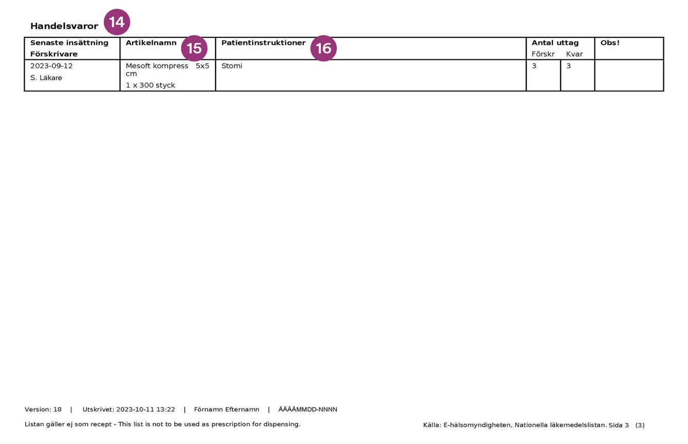 tredje sidan av utskriften Förteckning recept